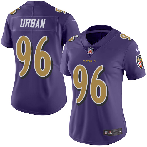 Women's Limited Brent Urban Nike Jersey Purple - #96 Rush NFL Baltimore Ravens